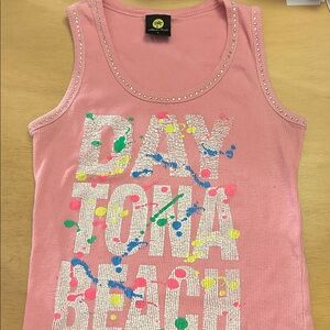 Women’s Pink Embellished Tank from Daytona Beach 🏖️ Florida Rhinestones Small
